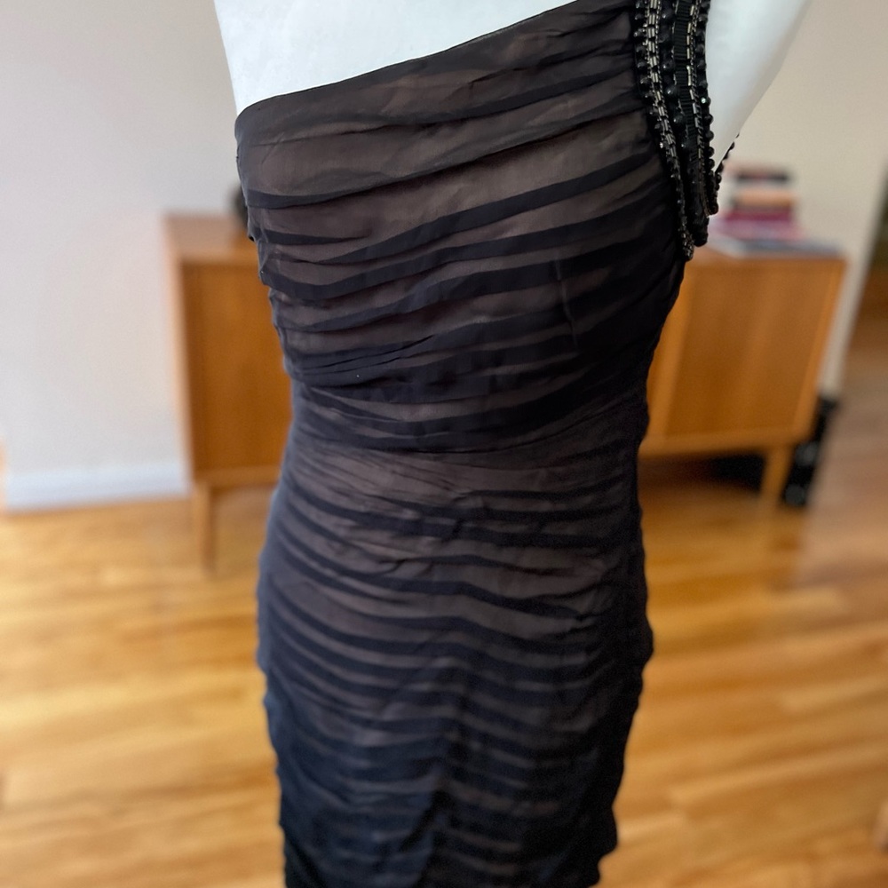Bebe Black One Shoulder Bodycon Dress Cocktail